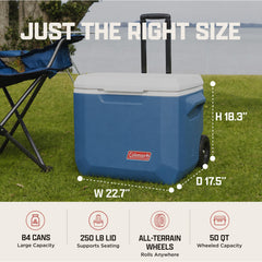 Coleman Xtreme tapa usada como asiento resistente, comodidad en campamento