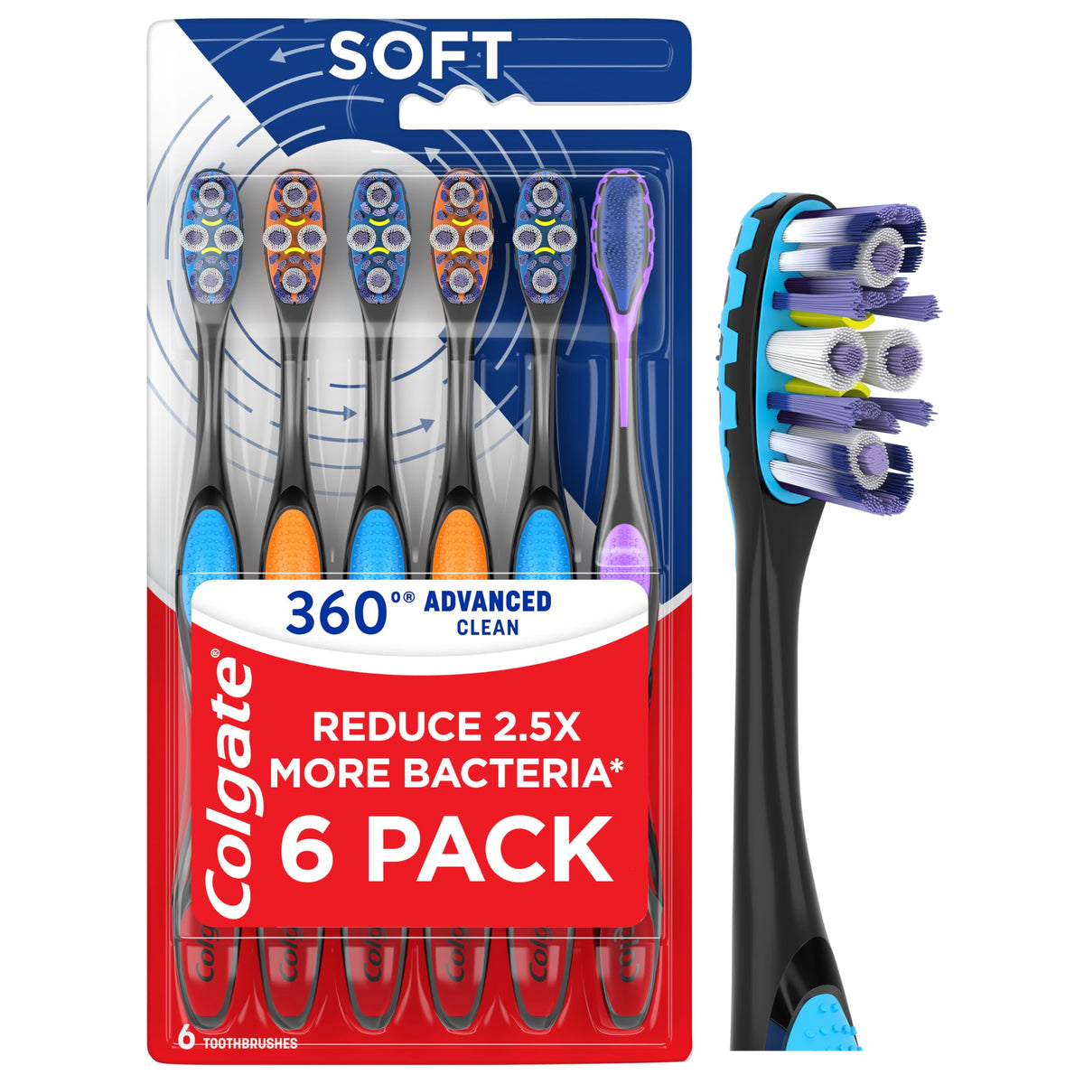 Colgate cepillo pack frente mostrando seis unidades y diseño práctico