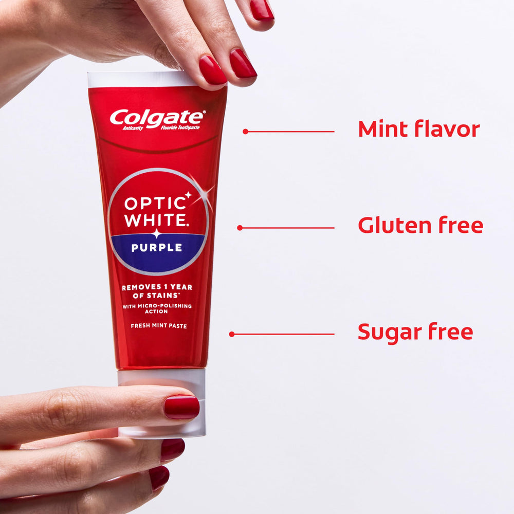 Colgate Optic White Purple pack triple que ofrece ahorro y reposición prolongada