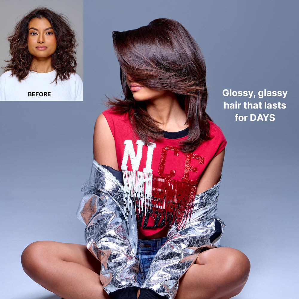 COLOR WOW comparación antes y después con menos frizz y brillo