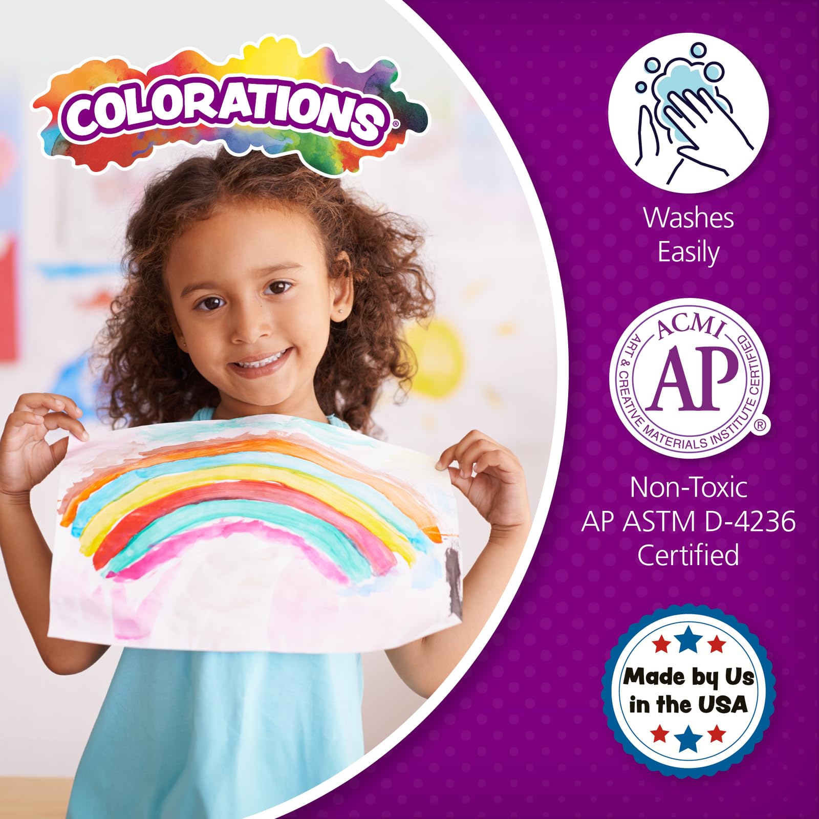 Colorations manos de niño pintando con frasco, fomenta creatividad segura
