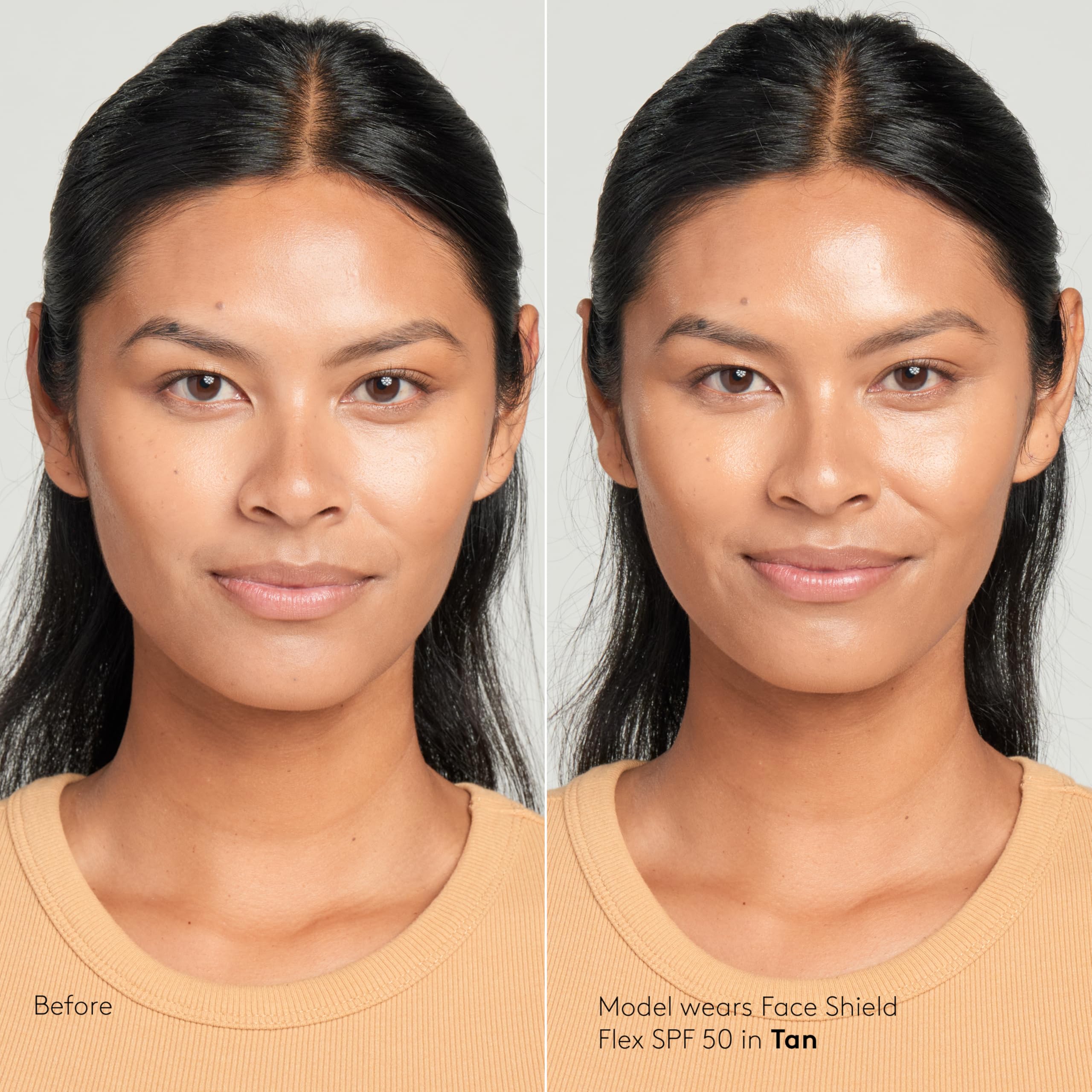 Colorescience imagen antes y después que muestra tono unificado y piel más uniforme