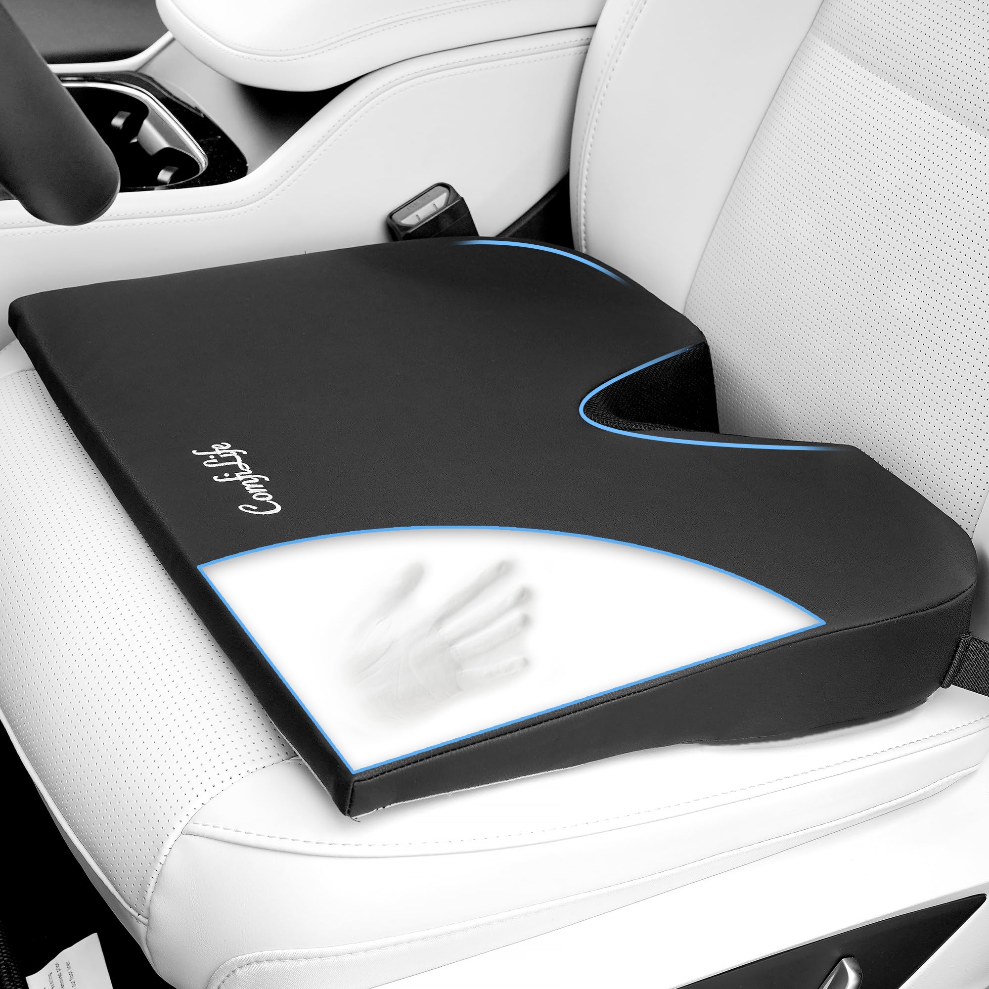 ComfiLife vista frontal del cojín en asiento, mejora ergonomía al conducir