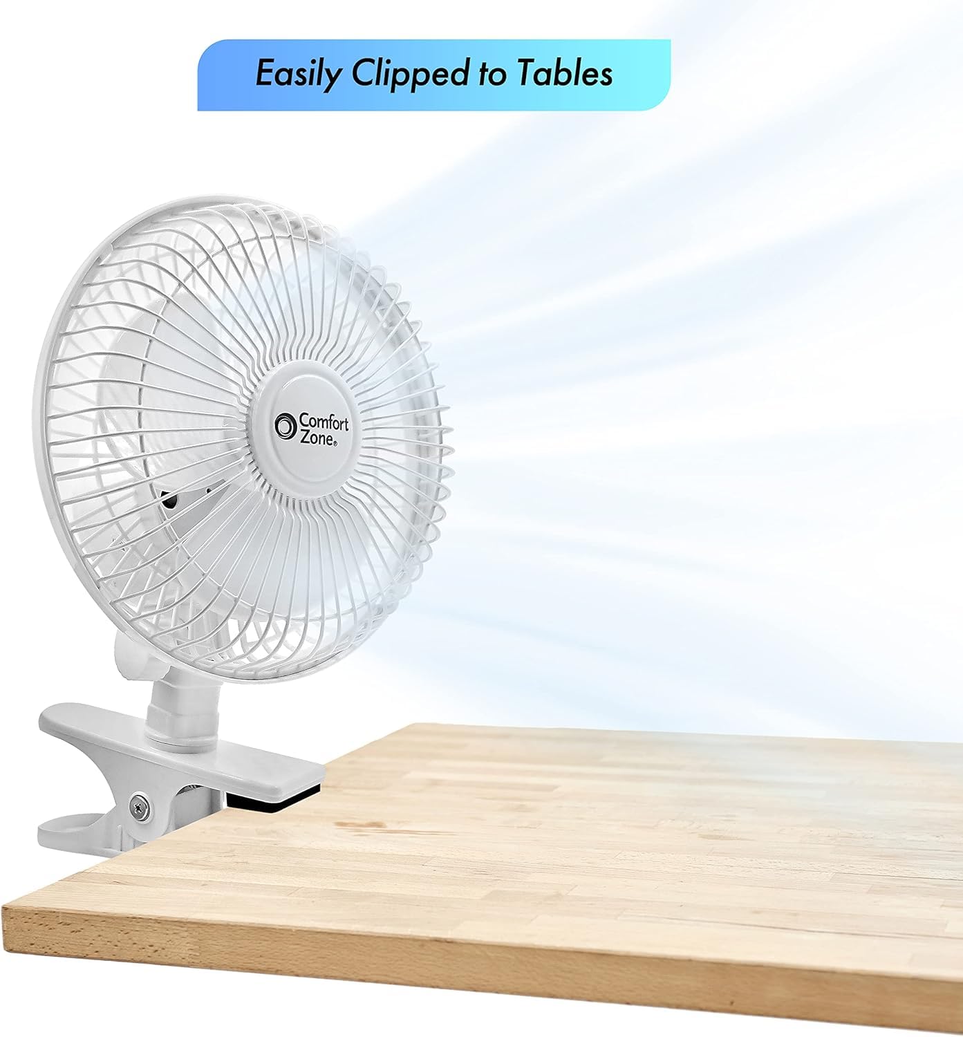 Comfort Zone ventilador comparación tamaño para visualizar escala y ahorro de espacio