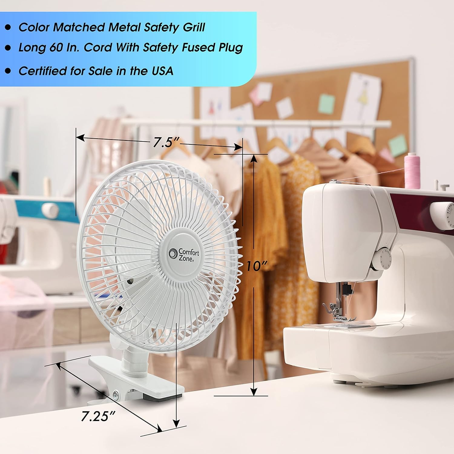 Comfort Zone ventilador rejilla metálica para protección segura y larga vida útil