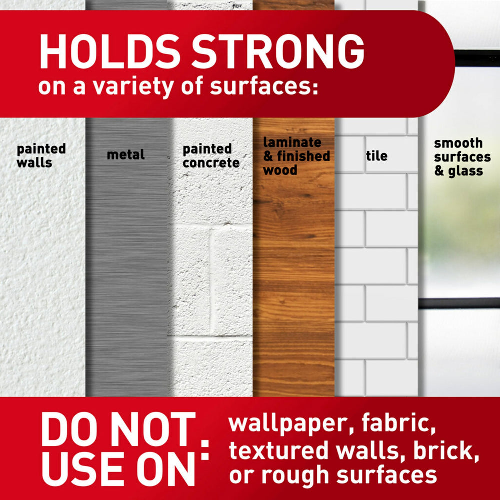 Corner of poster mounted by Command poster strips demonstrating reliable hold