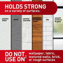 Corner of poster mounted by Command poster strips demonstrating reliable hold