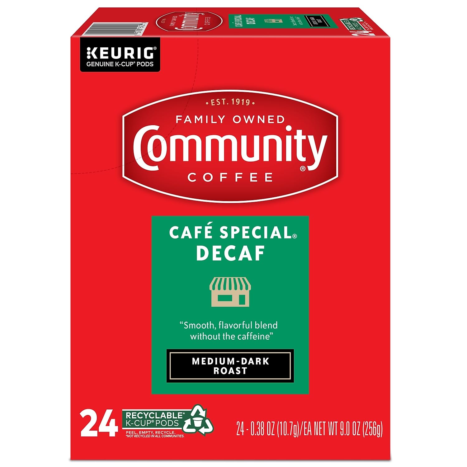 Community Coffee cápsulas en mano para preparación rápida y práctica