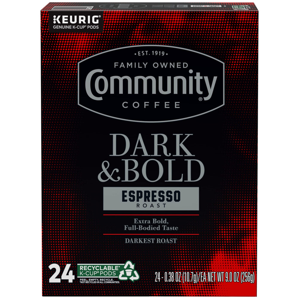 Community Coffee detalle de granos y tostado que resalta sabor intenso