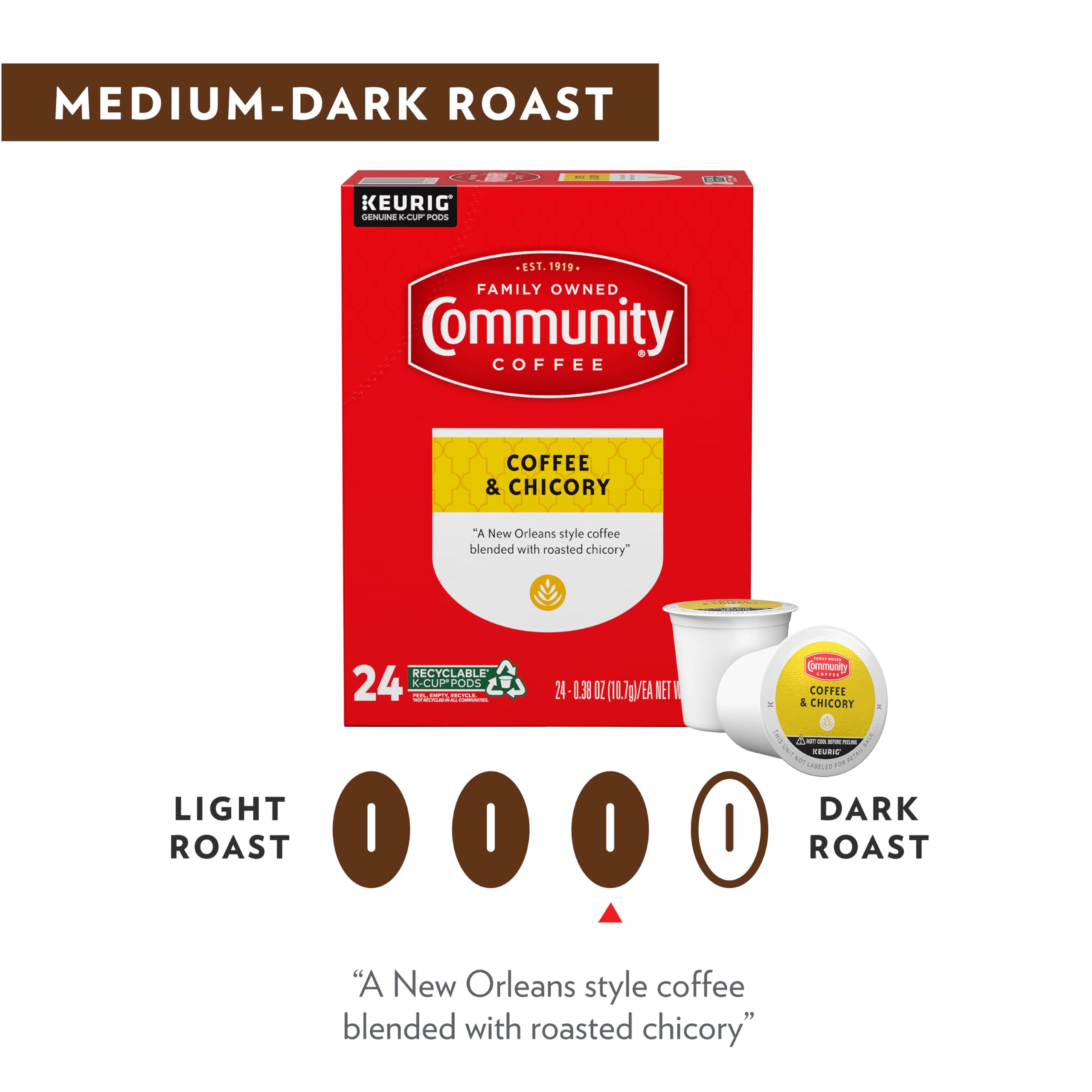 Community Coffee taza servida con espuma perfecta para café au lait
