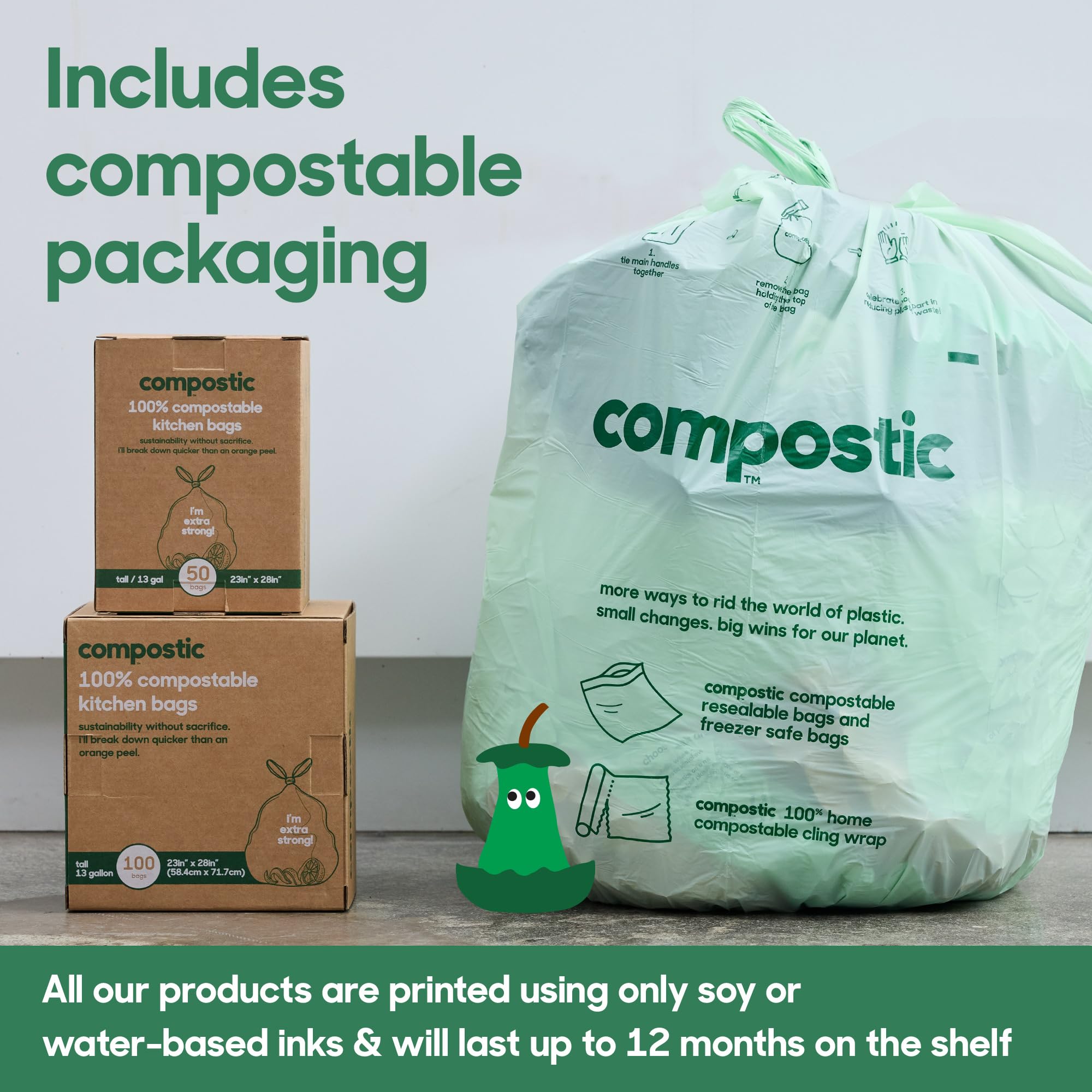 Compostic bolsa en pila de compost casero, beneficio de descomposición natural