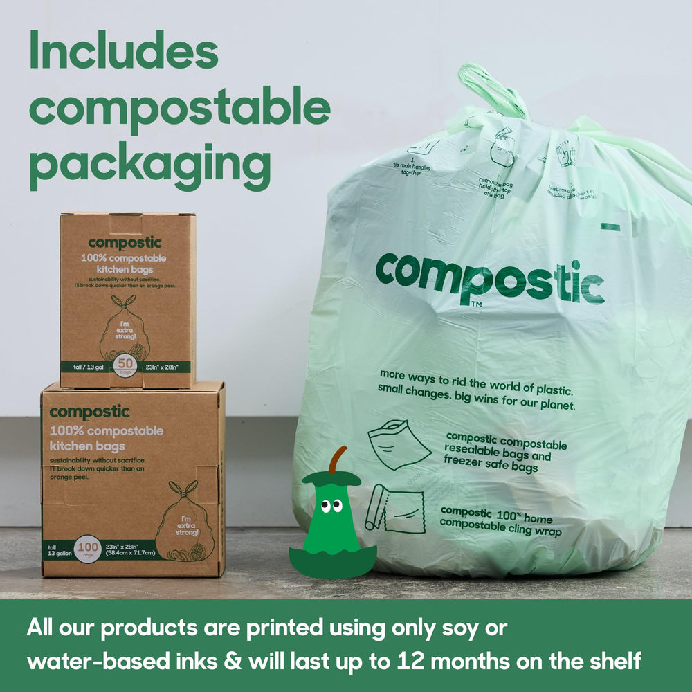 Compostic bolsa en pila de compost casero, beneficio de descomposición natural
