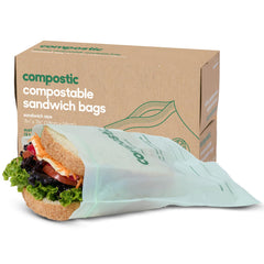 Compostic frente del pack mostrando 100 bolsas compostables y claridad ecológica