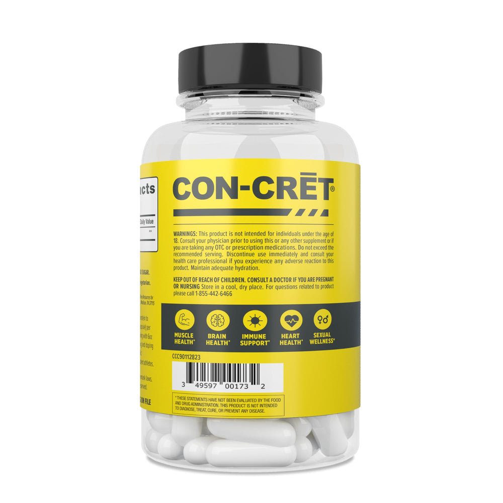 CON-CRET etiqueta con certificaciones SQF NSF GMP vegano sin gluten