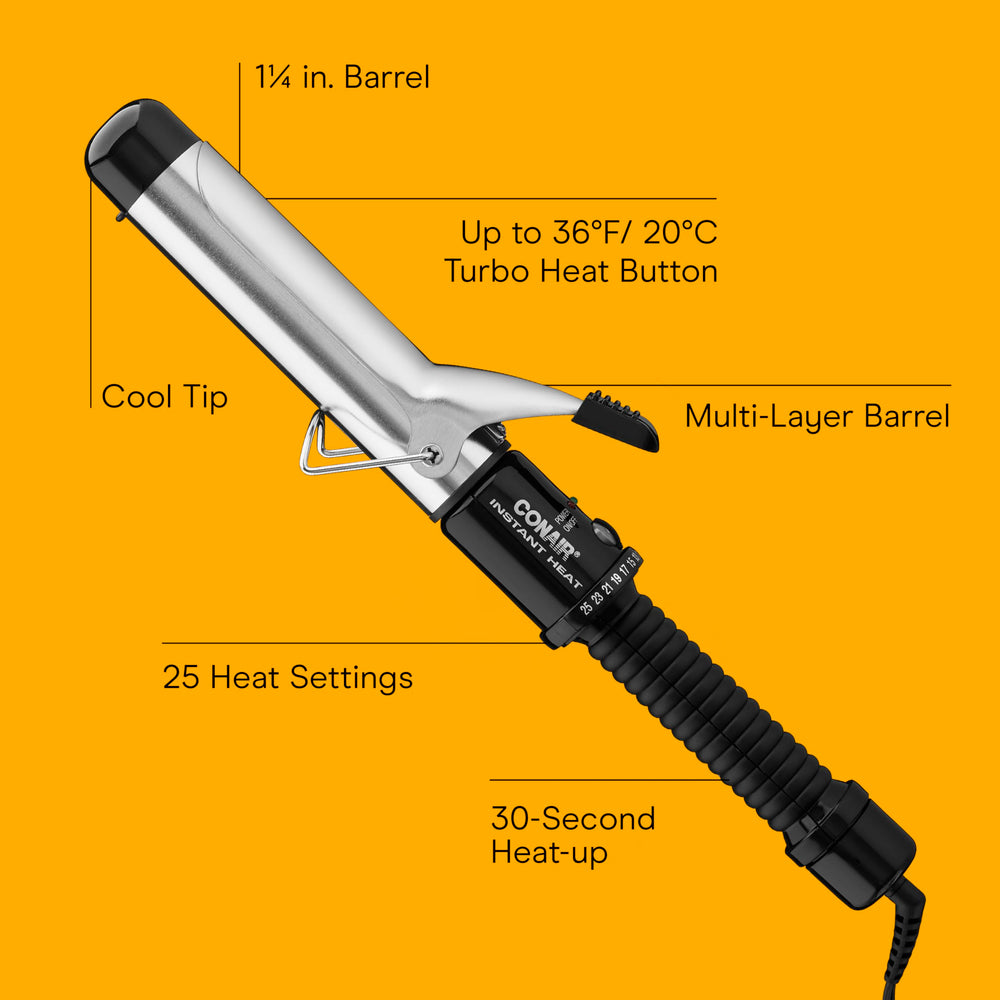Conair detalle del barril multicapa mostrando calor uniforme y brillo