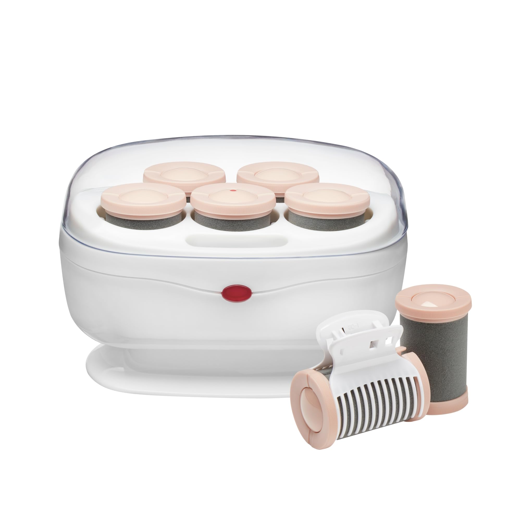 Conair vista frontal de la unidad de calentamiento con accesorios, fácil almacenamiento