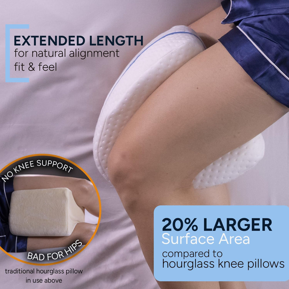 Contour almohada en uso por persona durmiendo de lado, mejor alineación