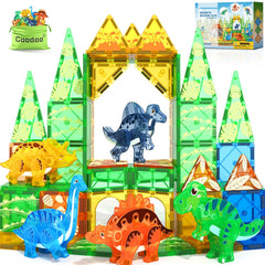 Coodoo empaque frontal con cinco dinosaurios 3D y piezas temáticas, ideal regalo educativo