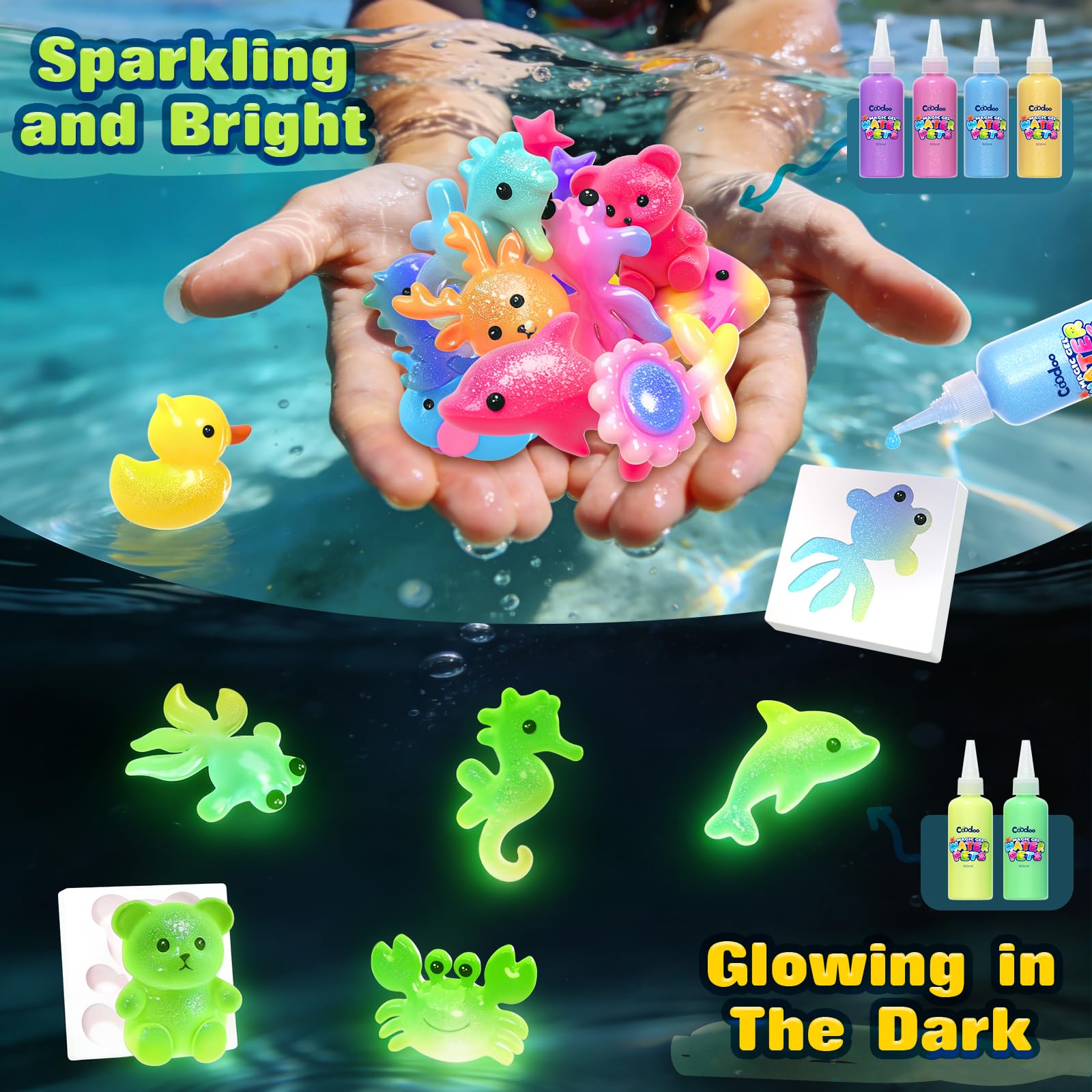 Coodoo textura del gel brillante en mano, tactile y fácil de exprimir