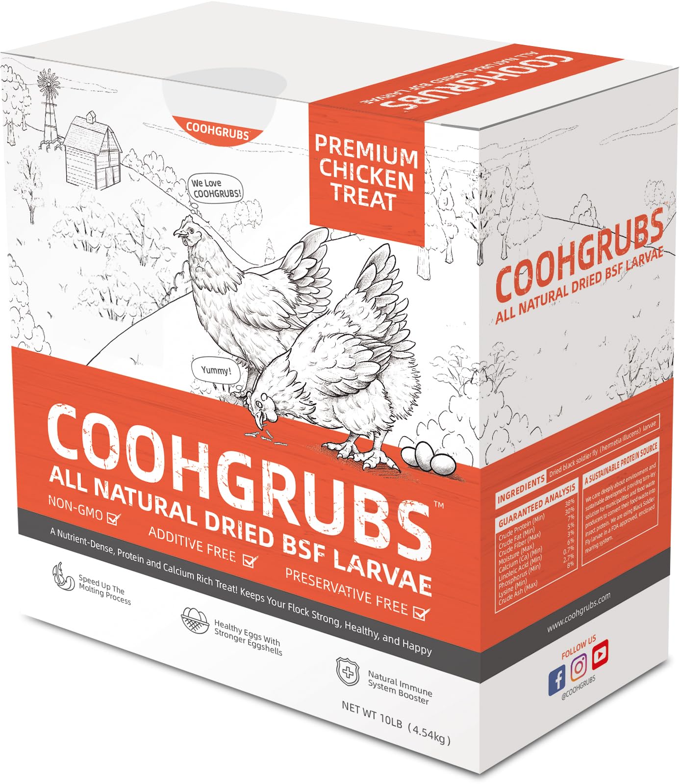 COOHGRUBS front packaging showing 10lb box and resealable bag for easy storage