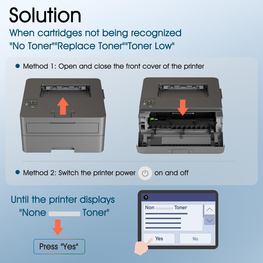 Cool Toner cartuchos junto a una regla para comparar tamaño y facilidad de instalación