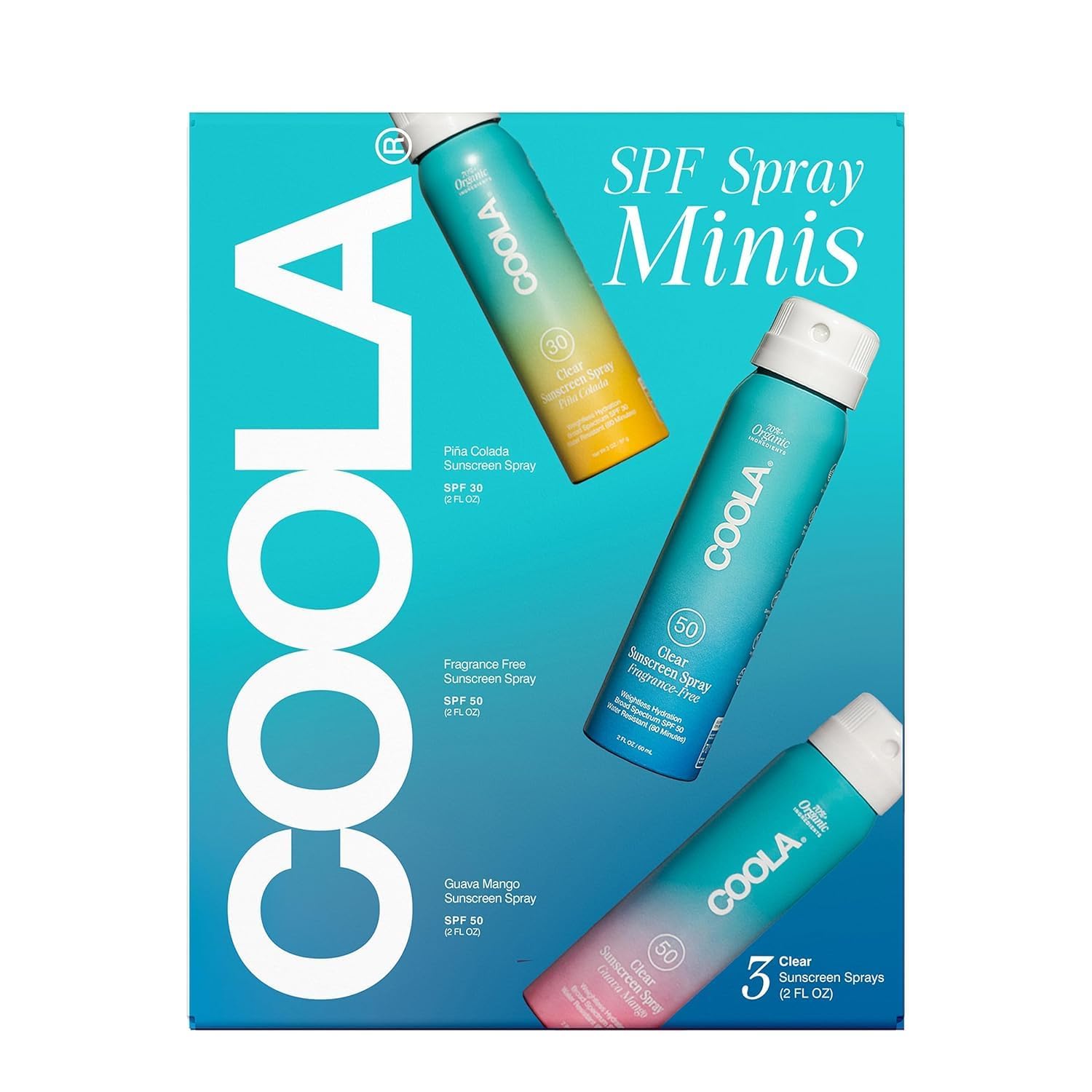COOLA detalle de la niebla del spray para aplicación uniforme