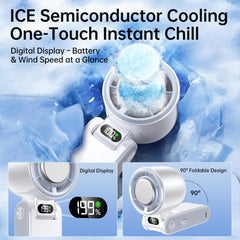 Coolhill ventilador en mano demostrando portabilidad y alivio rápido