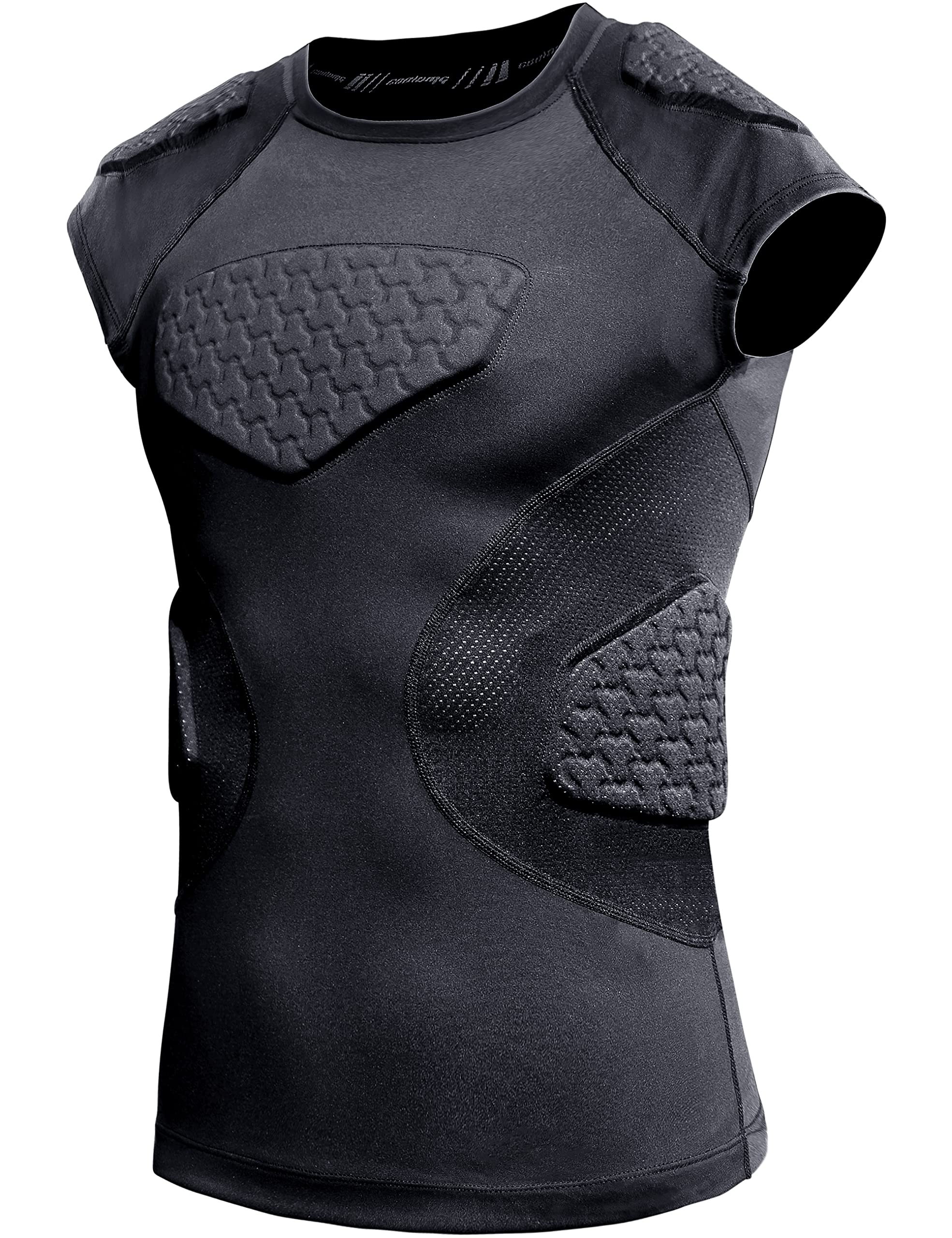 COOLOMG vista frontal de la camiseta acolchada, protección visible y perfil bajo