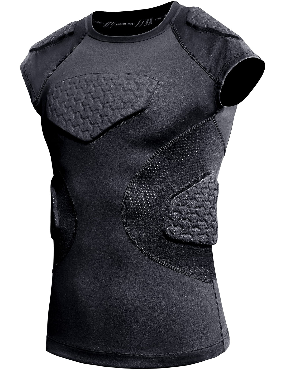COOLOMG vista frontal de la camiseta acolchada, protección visible y perfil bajo