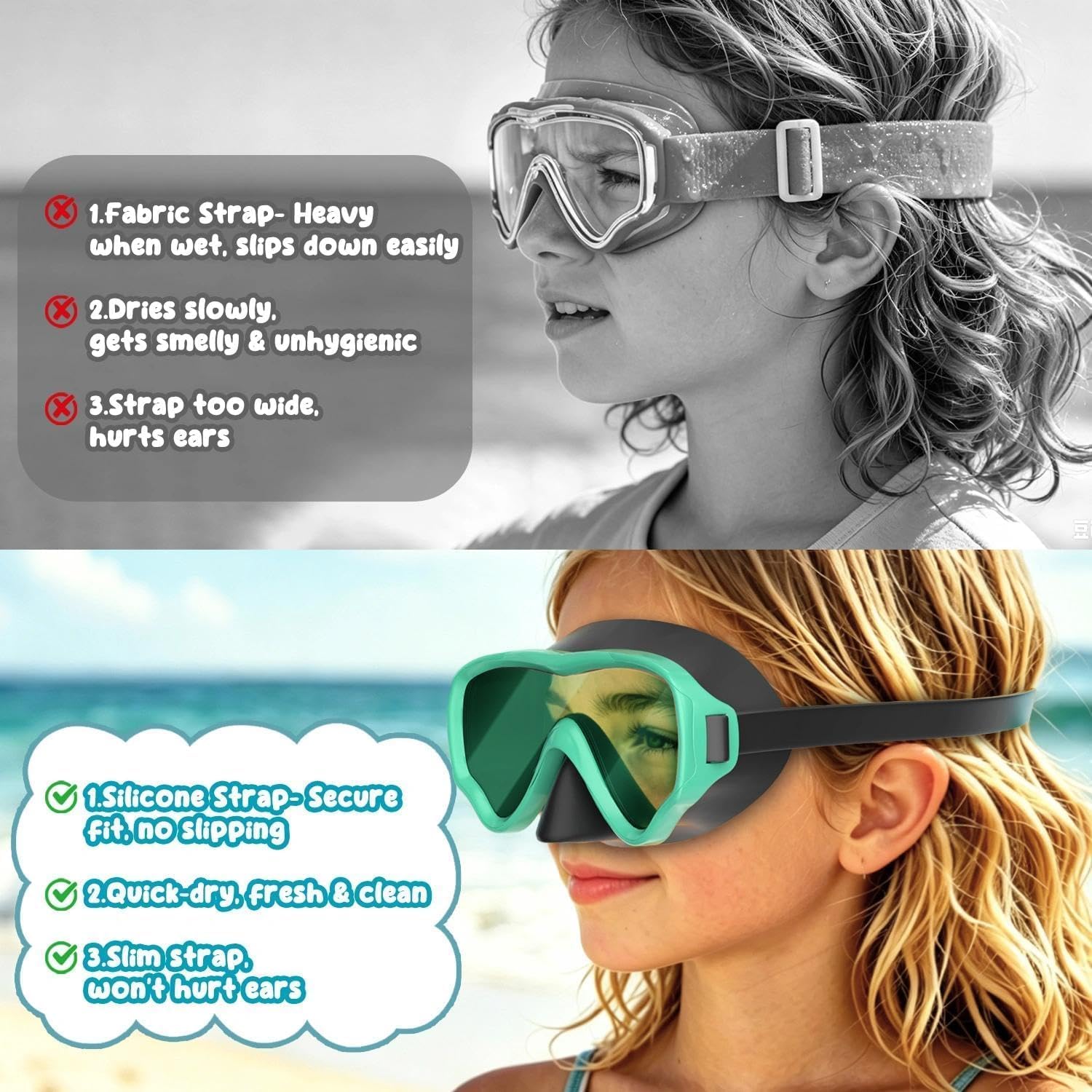 COOLOO accesorios incluidos: tapones y hebillas para mayor comodidad