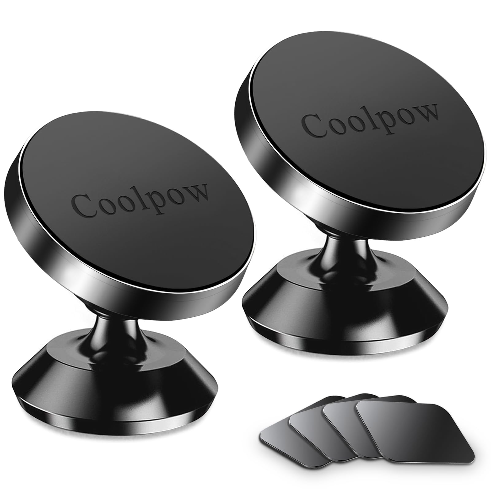 Coolpow vista frontal del soporte magnético mostrando diseño compacto y discreto
