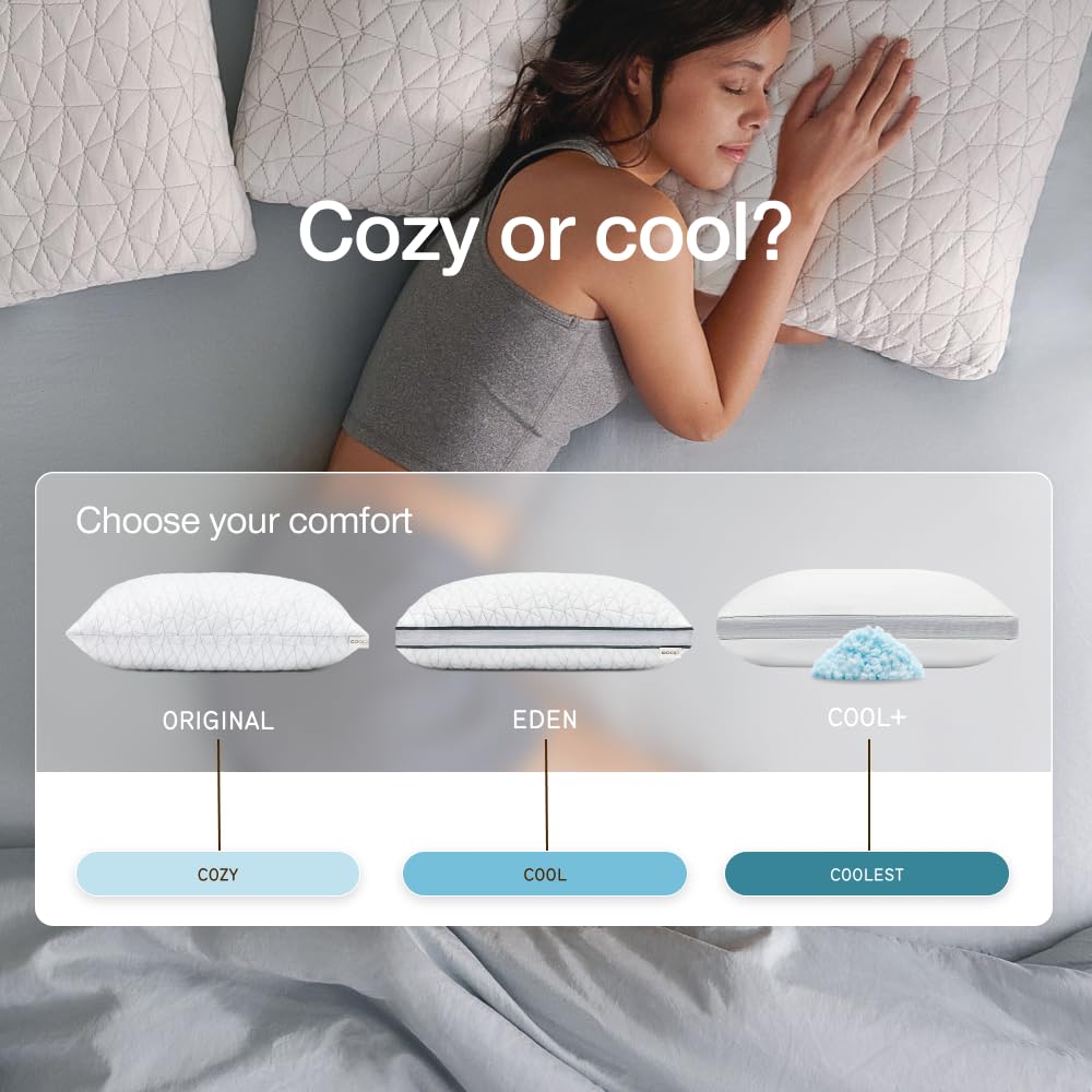 Coop Home Goods almohada Eden Cool en cama demostrando uso cómodo