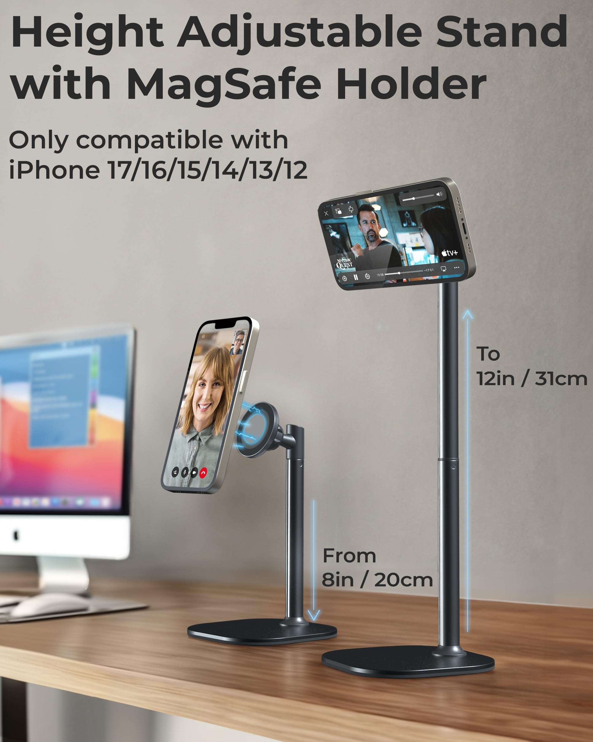 COOPER MagStand primer plano del imán MagSafe y ajuste seguro