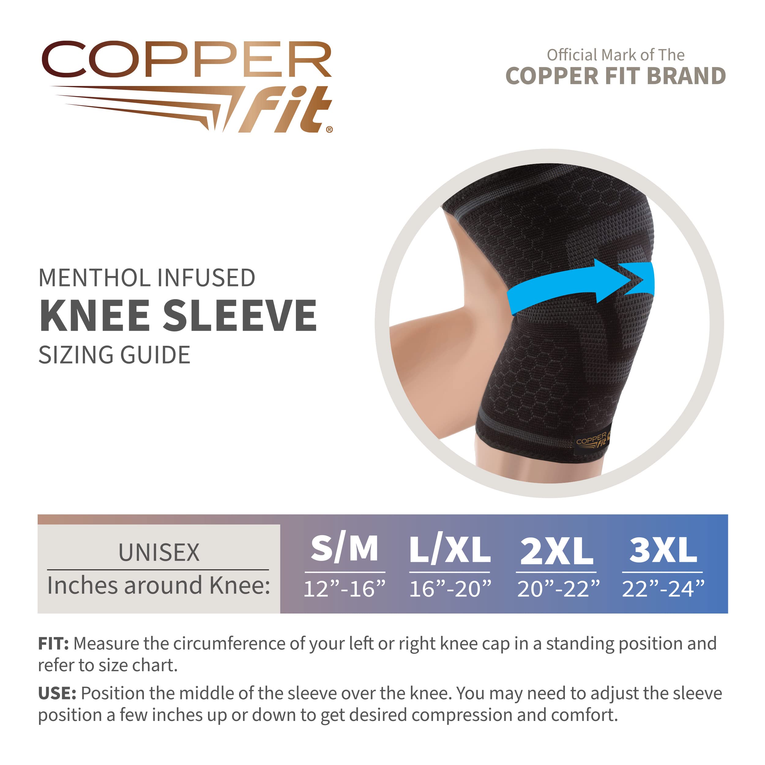 Copper Fit comparación de tamaño en mano para referencia de escala