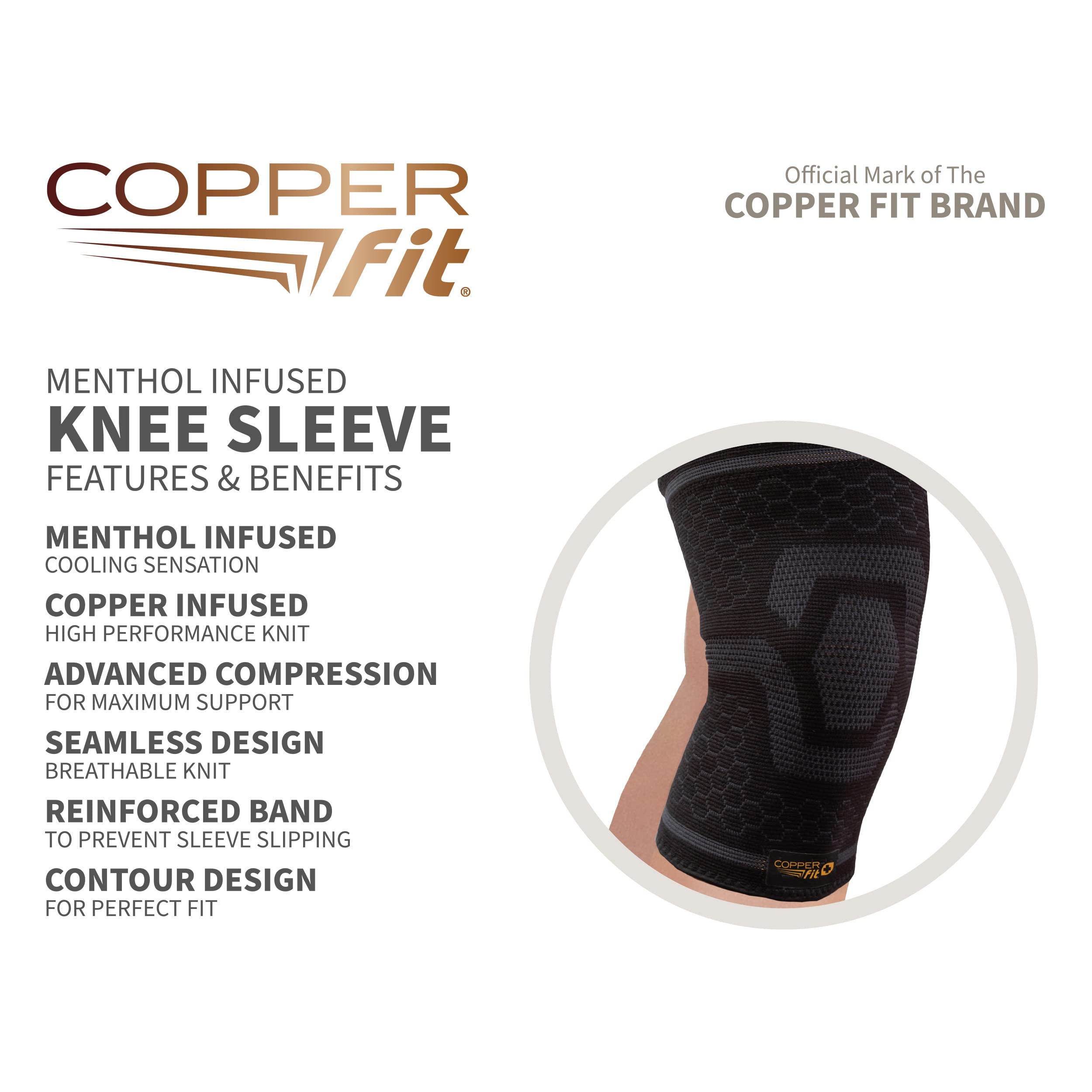 Copper Fit manguito en uso durante ejercicio ofreciendo soporte y frescor