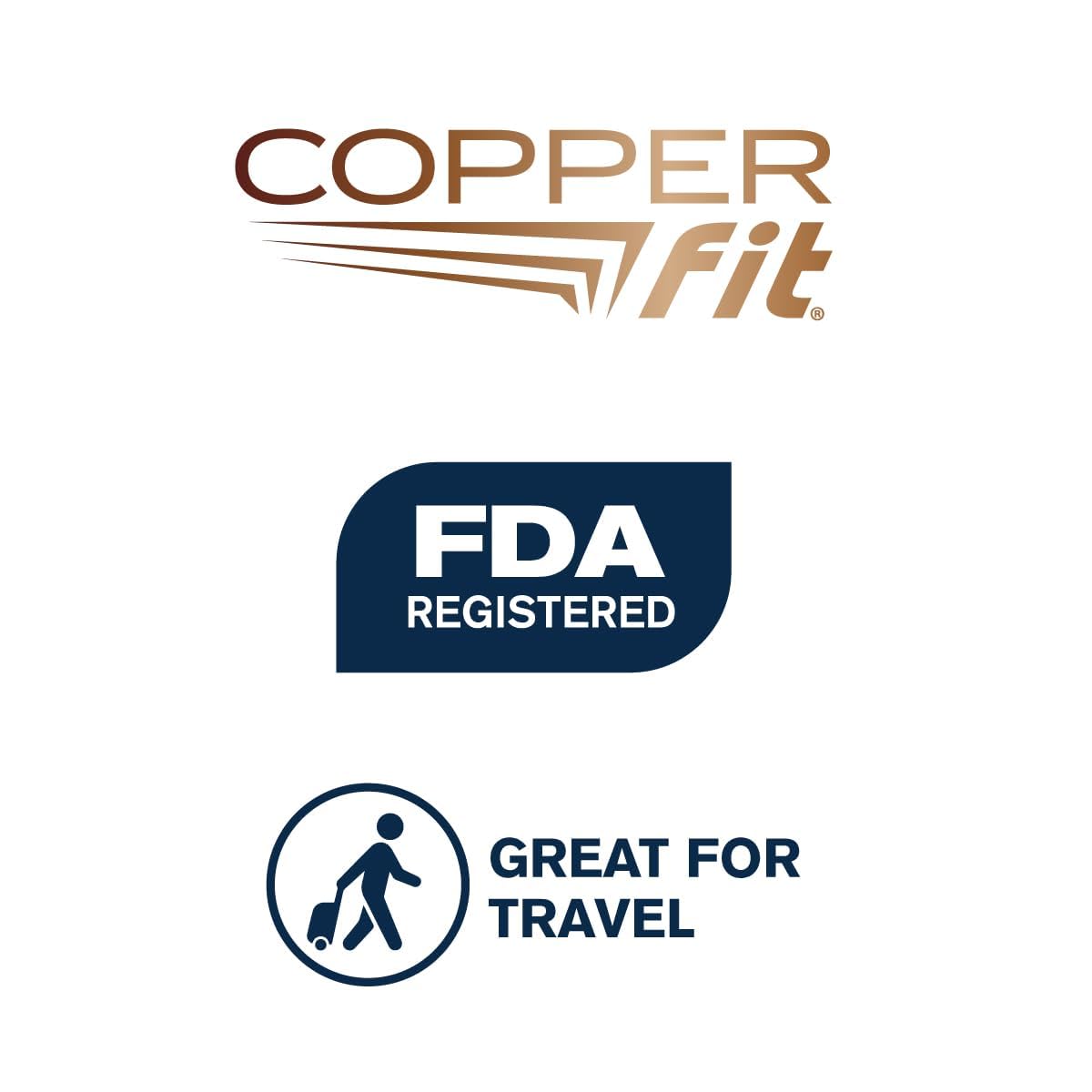 Copper Fit etiqueta con detalles de compresión y material Lumacore