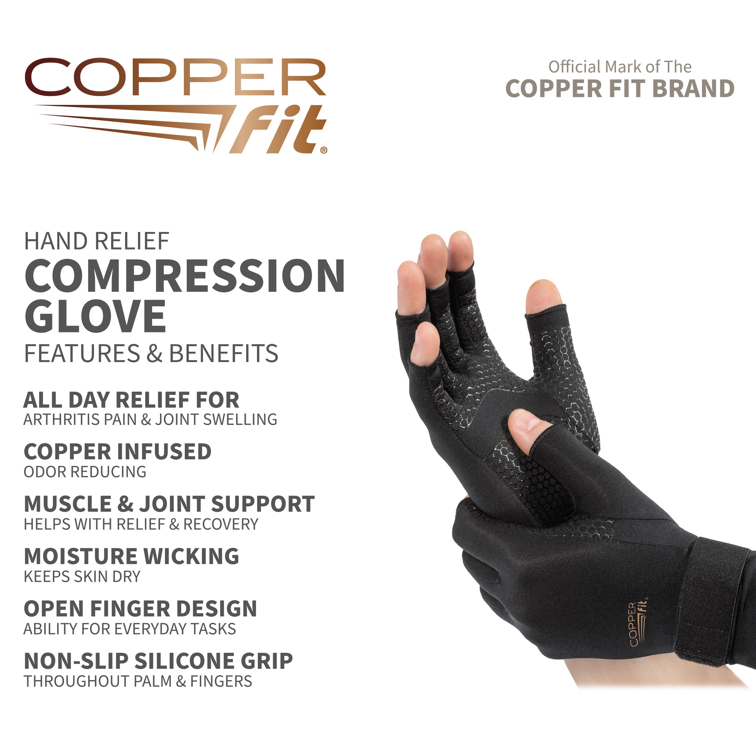 Copper Fit guante en mano uso diario mayor confianza