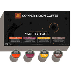 Copper Moon primer plano de una cápsula K-Cup, detalle de sello para frescura y uso fácil