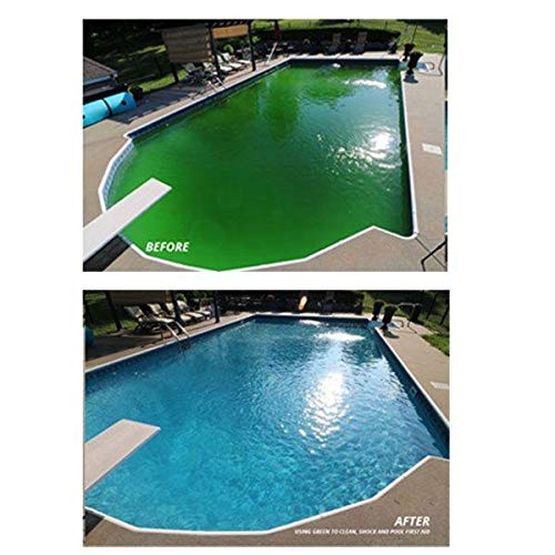 Coral Seas producto en uso vertido en perímetro de piscina, acelera aclarado