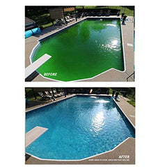 Coral Seas producto en uso vertido en perímetro de piscina, acelera aclarado