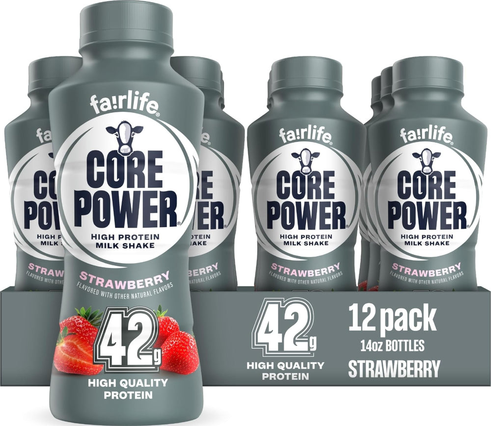 Core Power botella frontal fresa mostrando diseño y fácil consumo