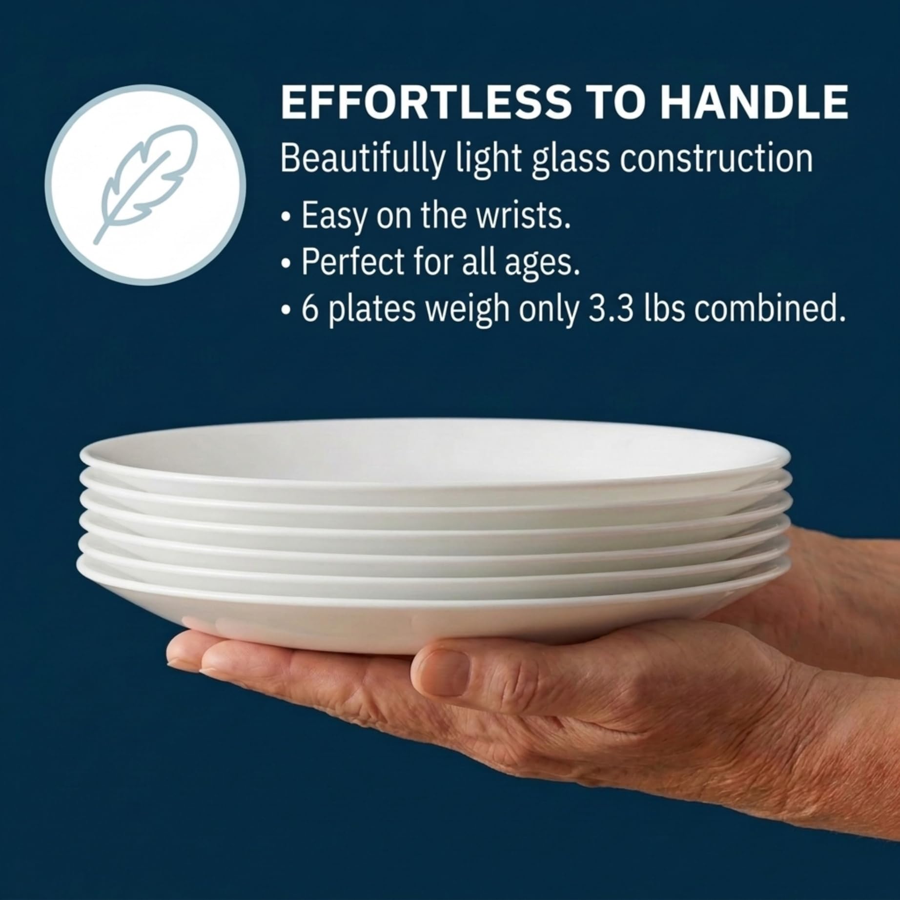 Corelle plato junto a mano escala ligera y manejo cómodo