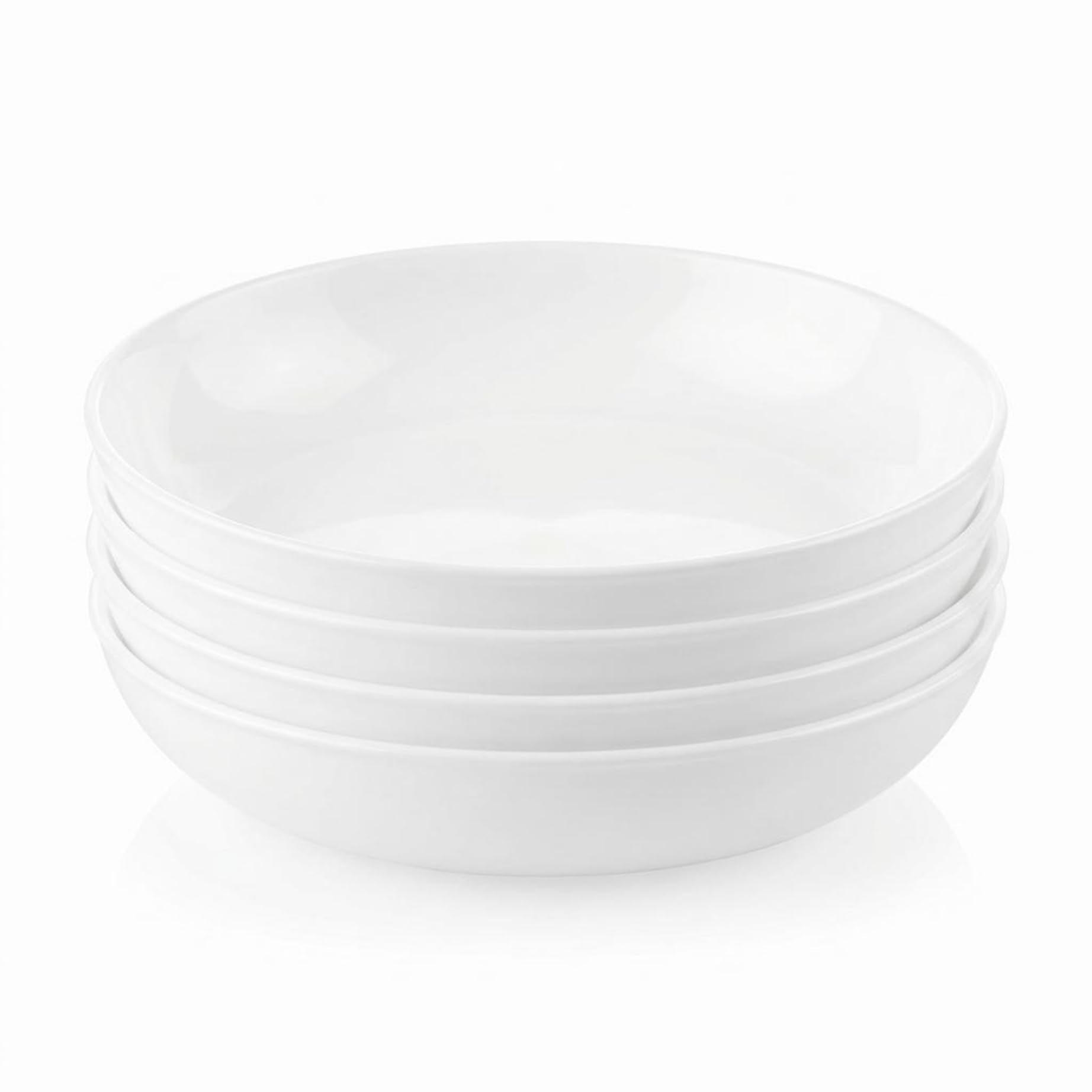 Corelle tazón frontal mostrando diseño blanco y beneficio apilable
