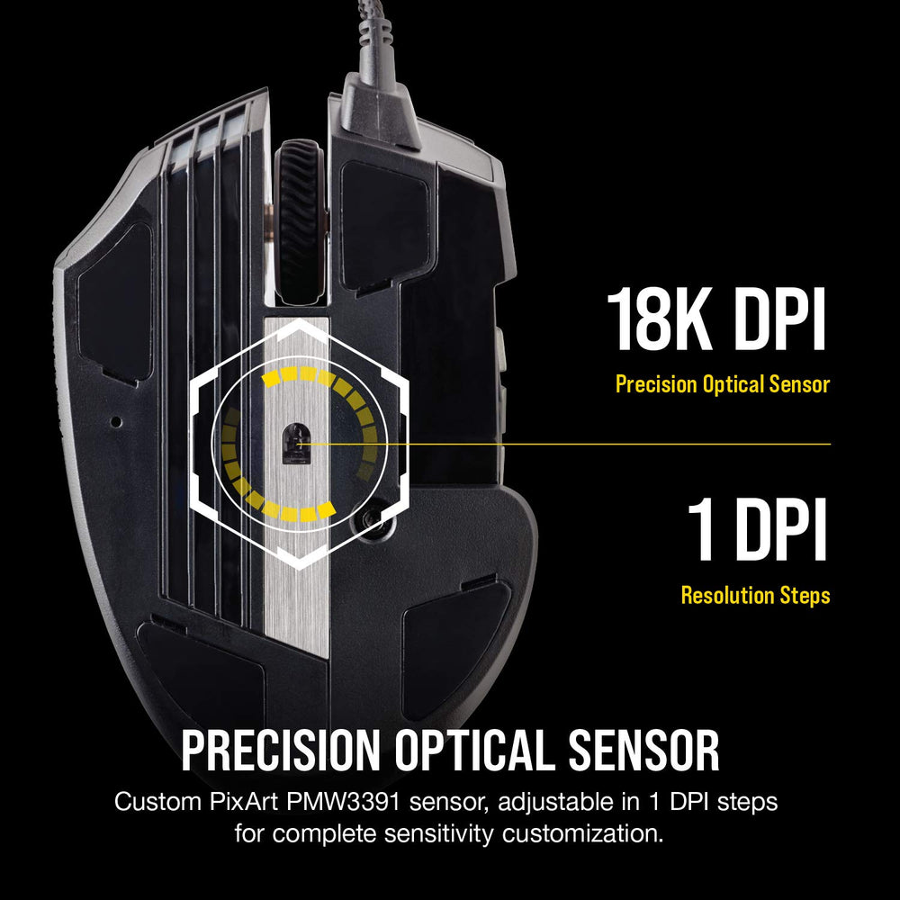 Corsair Scimitar en uso gaming demostrando ejecución de macros eficiente