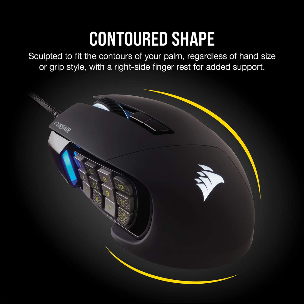 Corsair Scimitar textura de superficie y acabado para agarre seguro durante juego