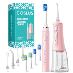 COSLUS kit frontal completo mostrando cepillo y irrigador para limpieza eficiente