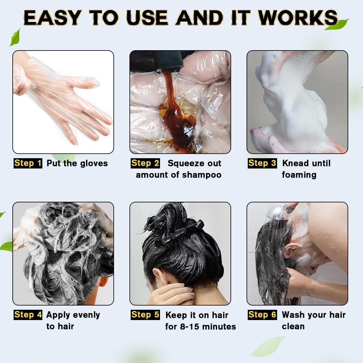 cosmpro persona aplicando champú tinte en ducha para cubrir canas rápidamente