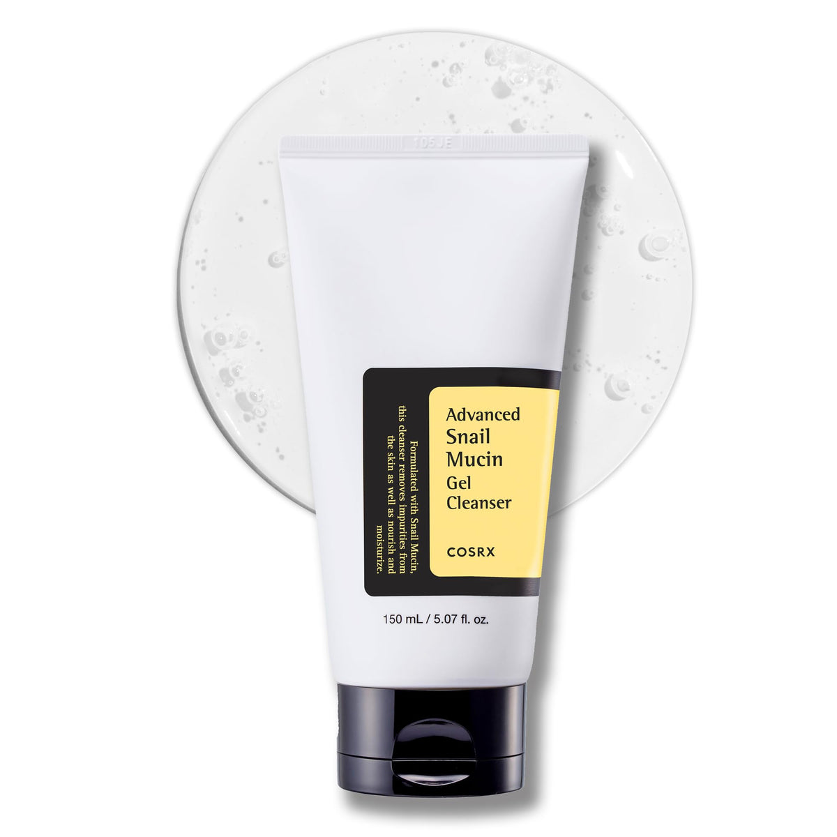 COSRX limpiador mucina de caracol frontal mostrando envase y tamaño práctico