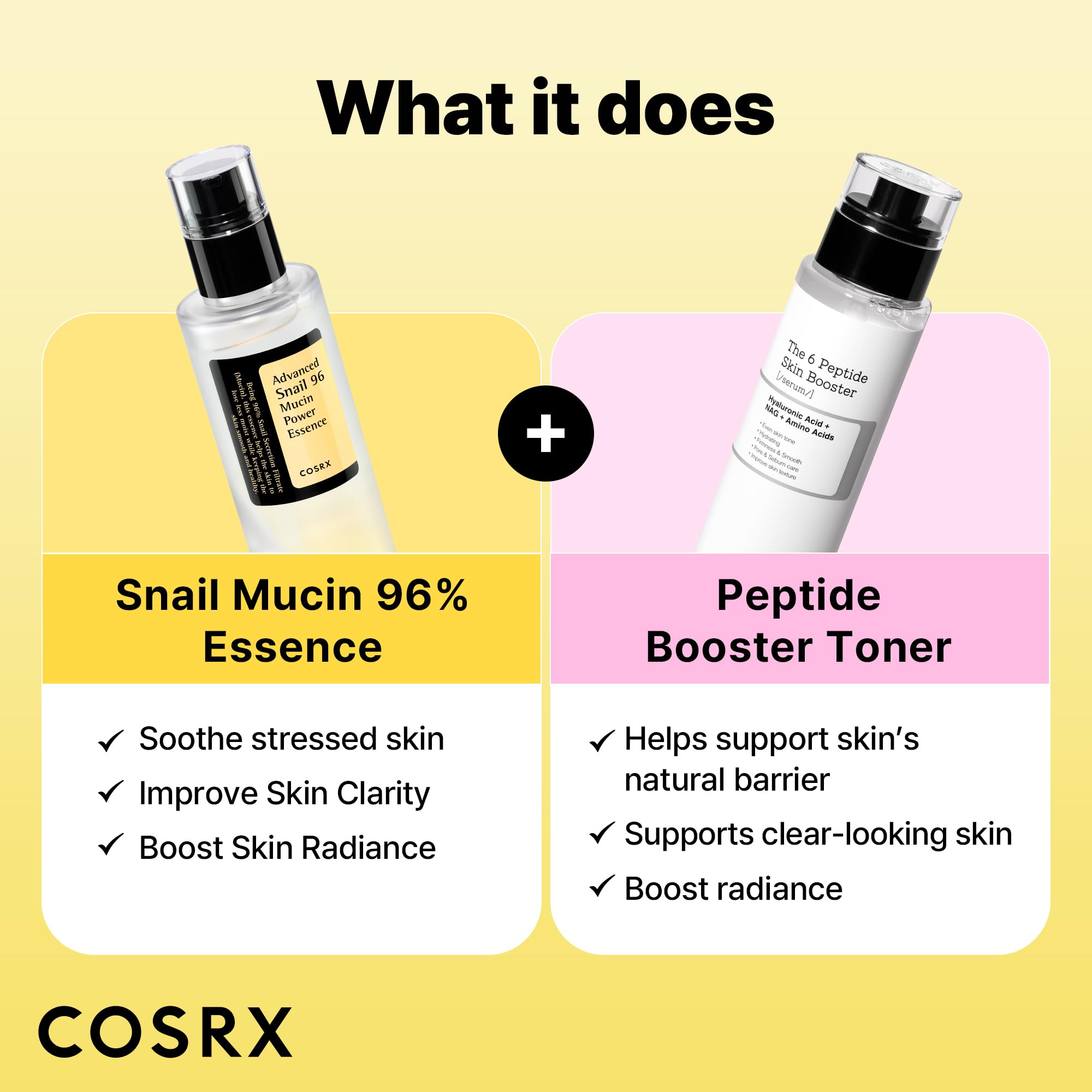COSRX comparación de tamaño de los frascos para referencia de uso