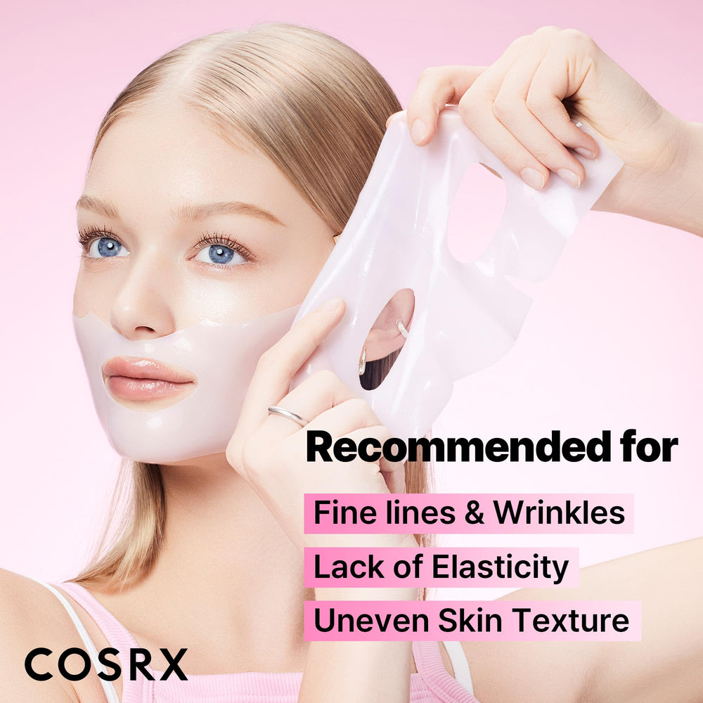 COSRX mascarilla junto a una regla para mostrar tamaño real y cobertura facial